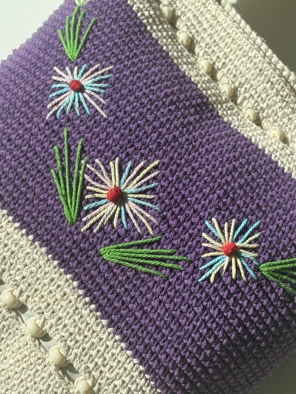 cute crochet embroidered tote bag - Picture 5 of 13